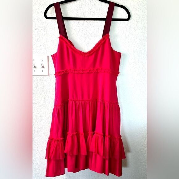 Cinq A Sept Livia Tiered Cherry Red Dress - Picture 7 of 15